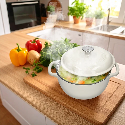 Emailitud malmpott – ecru, 4 L - 7
