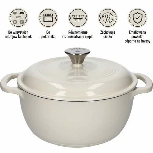 Emailitud malmpott – ecru, 4 L - 5