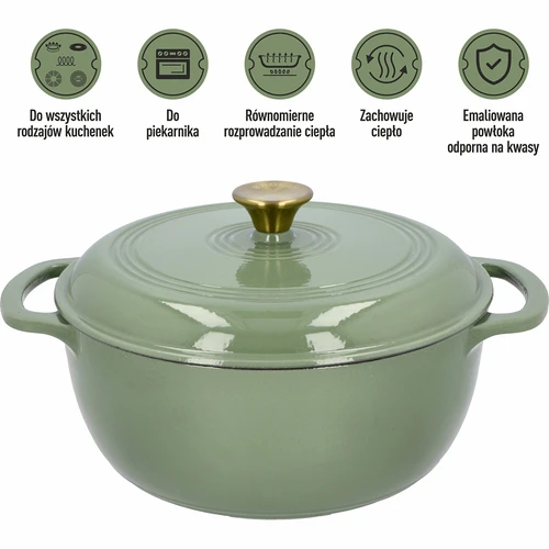 Emailitud malmpott - salveiroheline, 5,8 l - 5