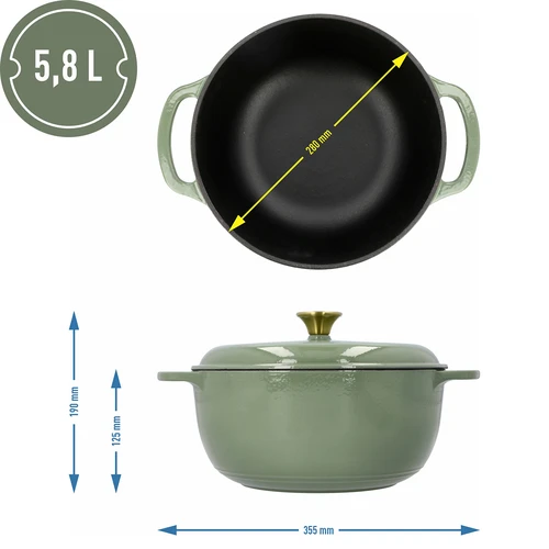 Emailitud malmpott - salveiroheline, 5,8 l - 4
