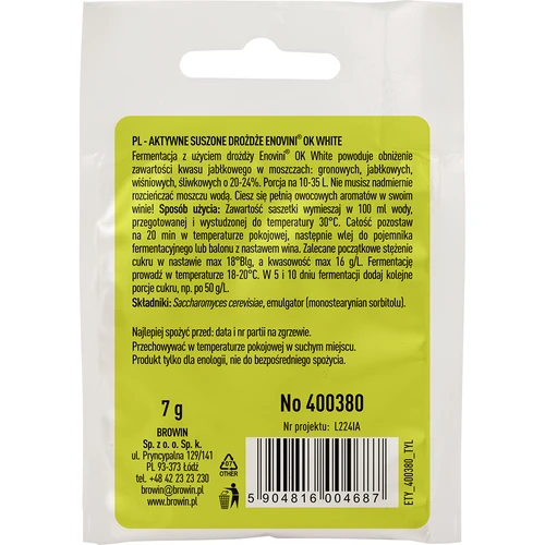 Enovini® OK WHITE - happesust vähendav veinipärm 7 g - 2