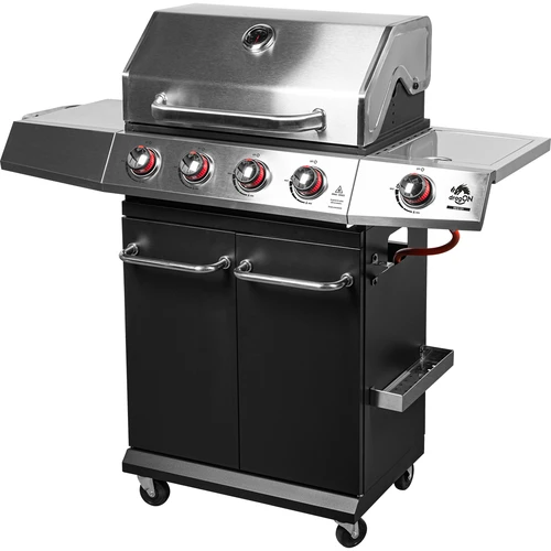 Gaasgrill dragON BBQ101, 11,7 kW, must-hõbedane