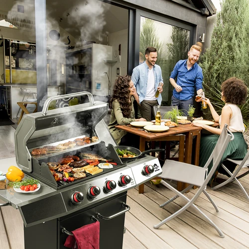 Gaasgrill dragON BBQ101, 11,7 kW, must-hõbedane - 3