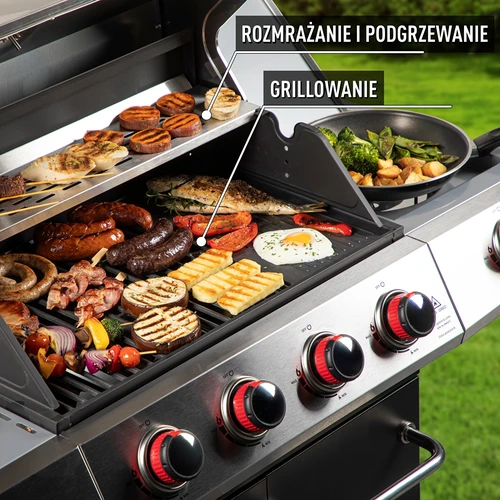 Gaasgrill dragON BBQ101, 11,7 kW, must-hõbedane - 6