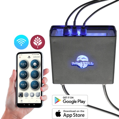hawkSTILL Wi‑Fi destilleerimistermomeeter küttekeha sisse- ja väljalülitamise funktsiooniga