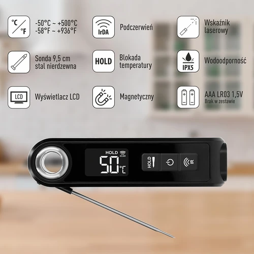 Infrapuna köögitermomeeter, kompaktne, kokkuklapitava sondiga - 8