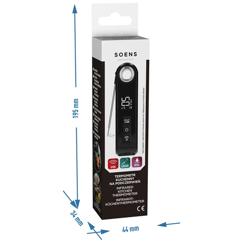 Infrapuna köögitermomeeter, kompaktne, kokkuklapitava sondiga - 12