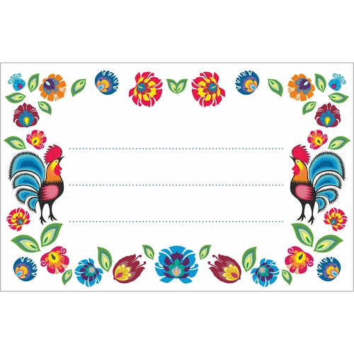 Isekleepuvad etiketid, folk-mustriga 85/55 mm - 20 tk.