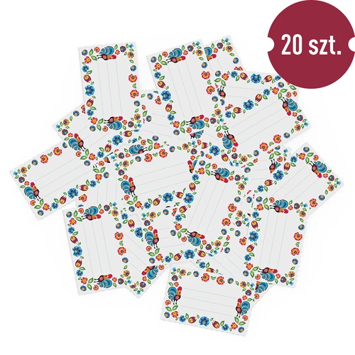 Isekleepuvad etiketid, folk-mustriga 85/55 mm - 20 tk. - 3