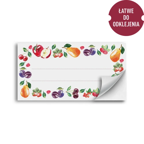 Isekleepuvad etiketid, puuviljamustriga, 85/45 mm - 20 tk. - 2