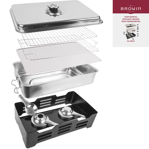 Kaasaskantav suitsuahi termomeetri ja viljapuu suitsutuslaastudega - 5