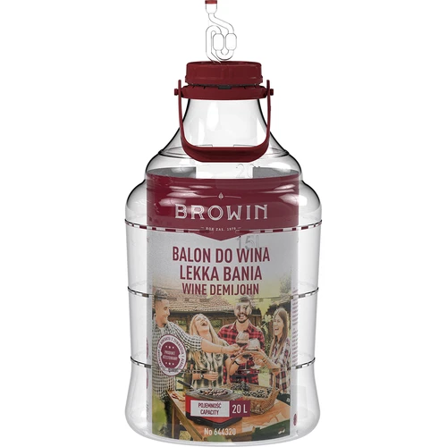 Kerge, purunemiskindel veinipalloon kandekäepidemega, 20 L - 3