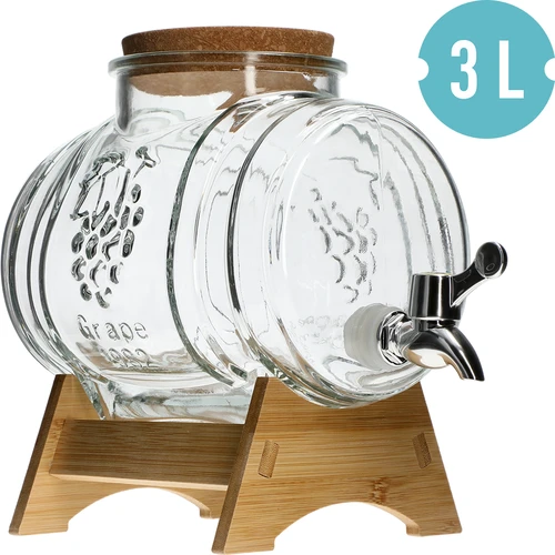 Klaasist 3 L vaat, laia täiteavaga, korgi, aluse ja kraaniga - 2