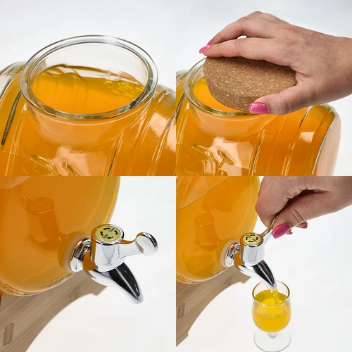 Klaasist 3 L vaat, laia täiteavaga, korgi, aluse ja kraaniga - 5