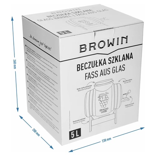 Klaasist 5 L tünn, laia täiteavaga, korgiga, alusega ja kraaniga - 8