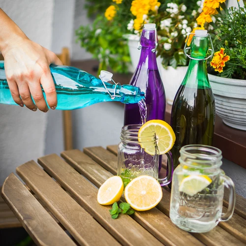 Klaaspudel 1 L õhukindla sulguriga - erinevates värvides - 5