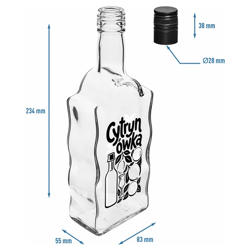 Klasztorna pudel 500 ml keeratava korgi ja trükiga „Cytrynówka”, muster 1 - 5