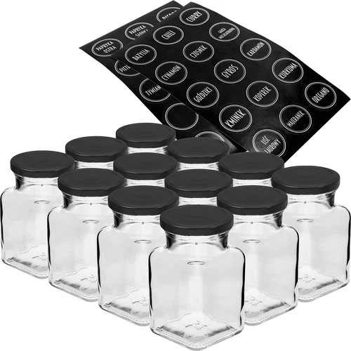 Komplekt 12 x 150 ml purki + 30 silti maitseainete tähistamiseks