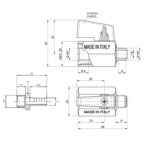 Komplekt: kuulventiil + liitmik - 4