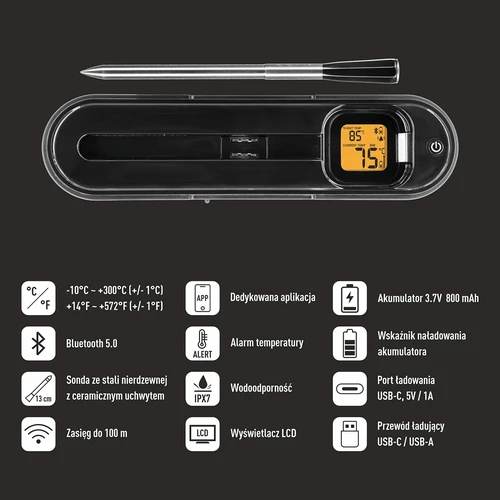 Kulinaarne termomeeter traadita Bluetooth-sondiga - 6