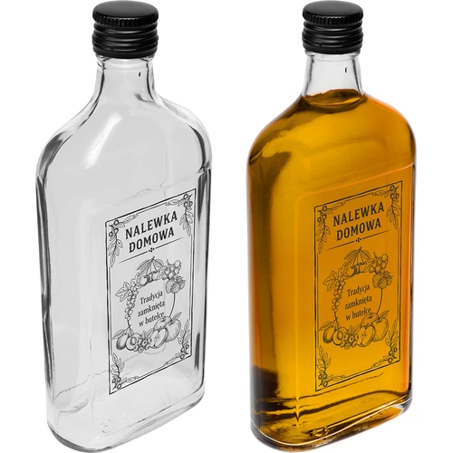 Plasku-tüüpi 500 ml klaaspudel keeratava korgiga, trükiga „Kodune liköör”, 1 tk. - 2