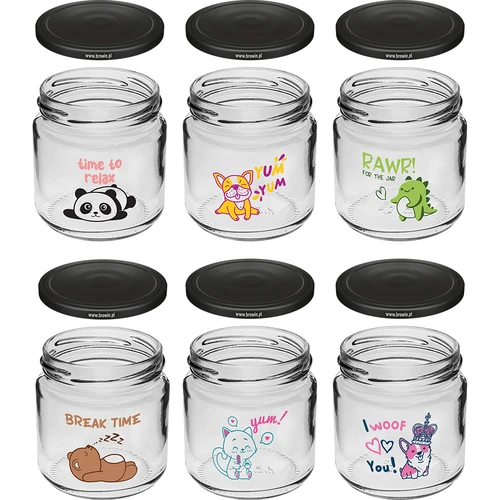 Lastele mõeldud purk twist-off 212 ml trükiga ja kaanega fi 66/4, 6 tk - 2