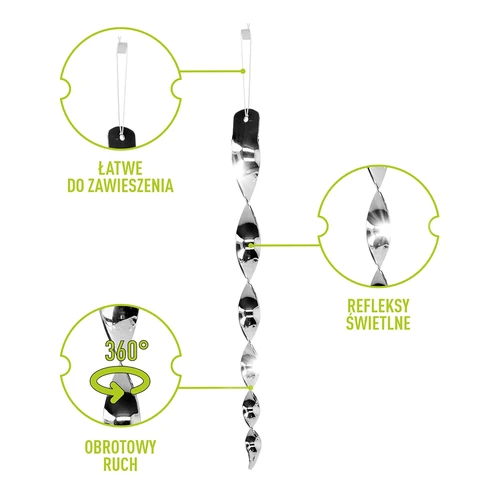 Lindude peletaja – hõbedased peegeldavad spiraalid, 6 tk - 2