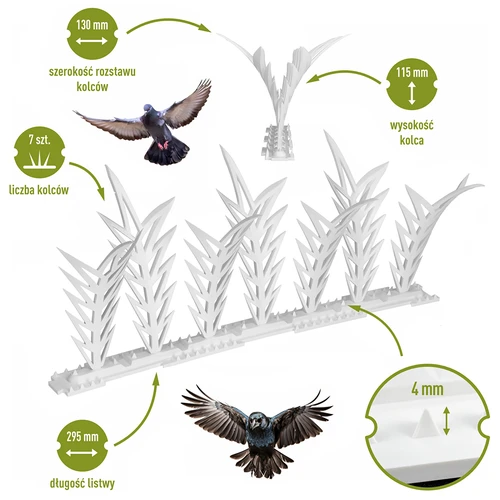 Lindude peletamiseks piikribad, dekoratiivsed, valged - plastist, 6 tk - 3