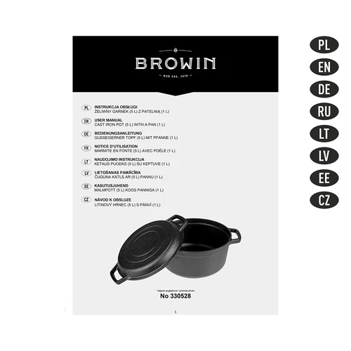 Malmpott koos panniga, 5 L + 1 L - 12