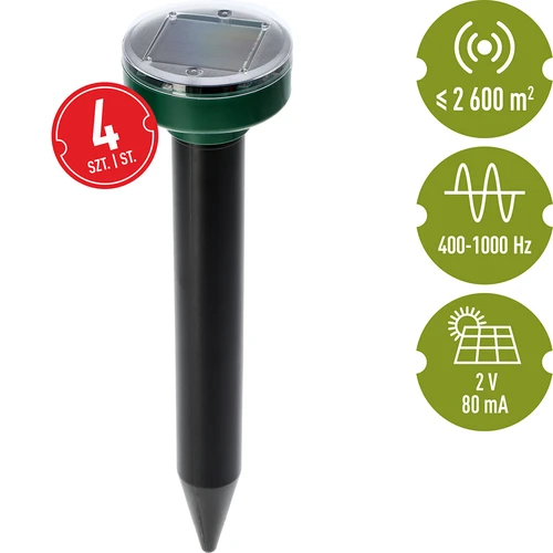 Päikesetoitel muttide peletaja – tõhus, ohutu ja humaanne aiakaitse, komplekt 4 tk. - 8