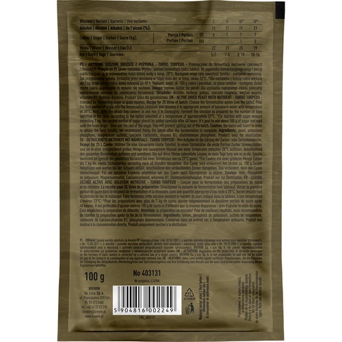 Piirituspärm Turbo Torpedo 5–7 päeva 21% 100 g - 2