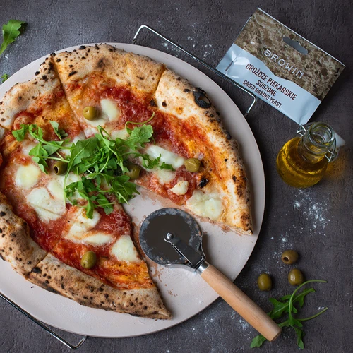 Pitsakivi käepideme ja pitsalõikuriga, kordieriidist, ümmargune, 33 cm - 12