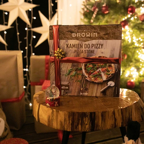 Pitsakivi käepideme ja pitsalõikuriga, kordieriidist, ümmargune, 33 cm - 19