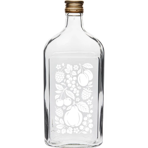 Plasku-pudel 500 ml keeratava korgiga ja trükiga „Puuviljad”, muster 2