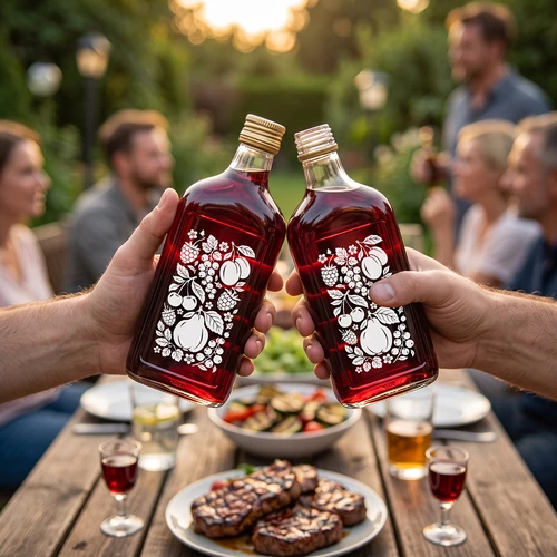 Plasku-pudel 500 ml keeratava korgiga ja trükiga „Puuviljad”, muster 2 - 7