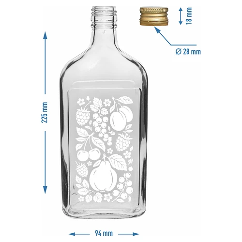 Plasku-pudel 500 ml keeratava korgiga ja trükiga „Puuviljad”, muster 2 - 5