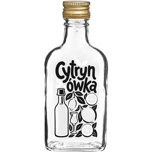 Ploskapudel 200 ml keeratava korgiga ja trükiga „Cytrynówka”, kujundus 1