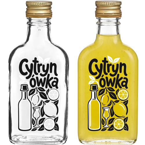 Ploskapudel 200 ml keeratava korgiga ja trükiga „Cytrynówka”, kujundus 1 - 2