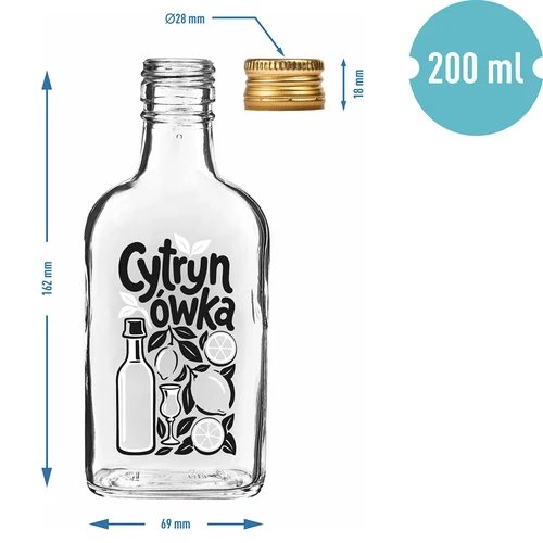 Ploskapudel 200 ml keeratava korgiga ja trükiga „Cytrynówka”, kujundus 1 - 4