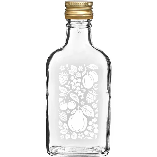 Ploskapudel 200 ml keeratava korgiga, trükiga „Puuviljad”, muster 2