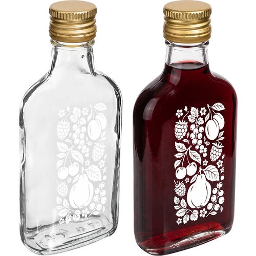 Ploskapudel 200 ml keeratava korgiga, trükiga „Puuviljad”, muster 2 - 3
