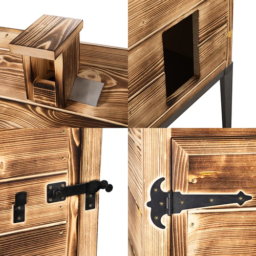 Puiduküttel suitsutuskamber – kuusepuidust, 200 l, roostevabast terasest alusega - 4