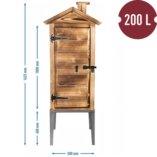 Puiduküttel suitsutuskamber – kuusepuidust, 200 l, roostevabast terasest alusega - 5