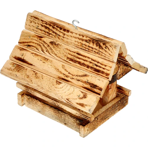 Puidust linnusöötja, põletatud, mägilase stiilis majake - 3