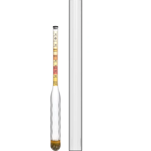 Purunemiskindel mõdu areomeeter koos proovitoruga, mõõtevahemik 10–50 °Blg