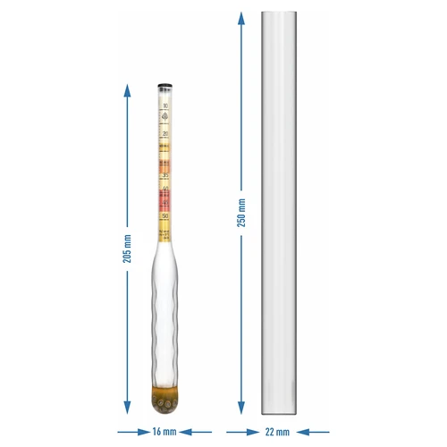Purunemiskindel mõdu areomeeter koos proovitoruga, mõõtevahemik 10–50 °Blg - 4
