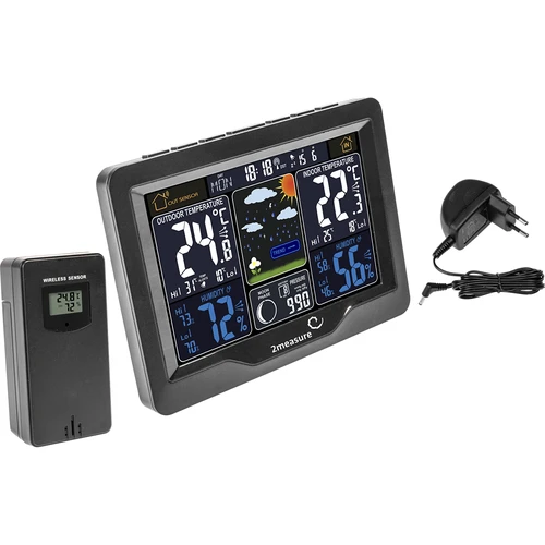 RCC, DCF ilmajaam – elektrooniline, taustvalgustusega, juhtmevaba, anduriga, must