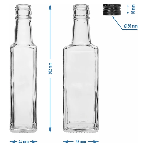 Receptura pudel 250 ml, musta keeratava korgiga, 1 tk. - 6
