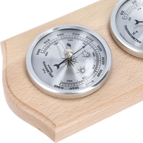 Retro-ilmajaam - naturaalne puit hõbedaste sihverplaatidega - 3