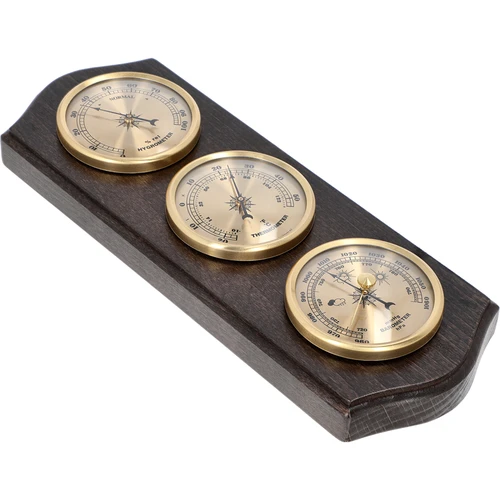 Retro ilmajaam - pähklivärvi, kuldsete sihverplaatidega - 2